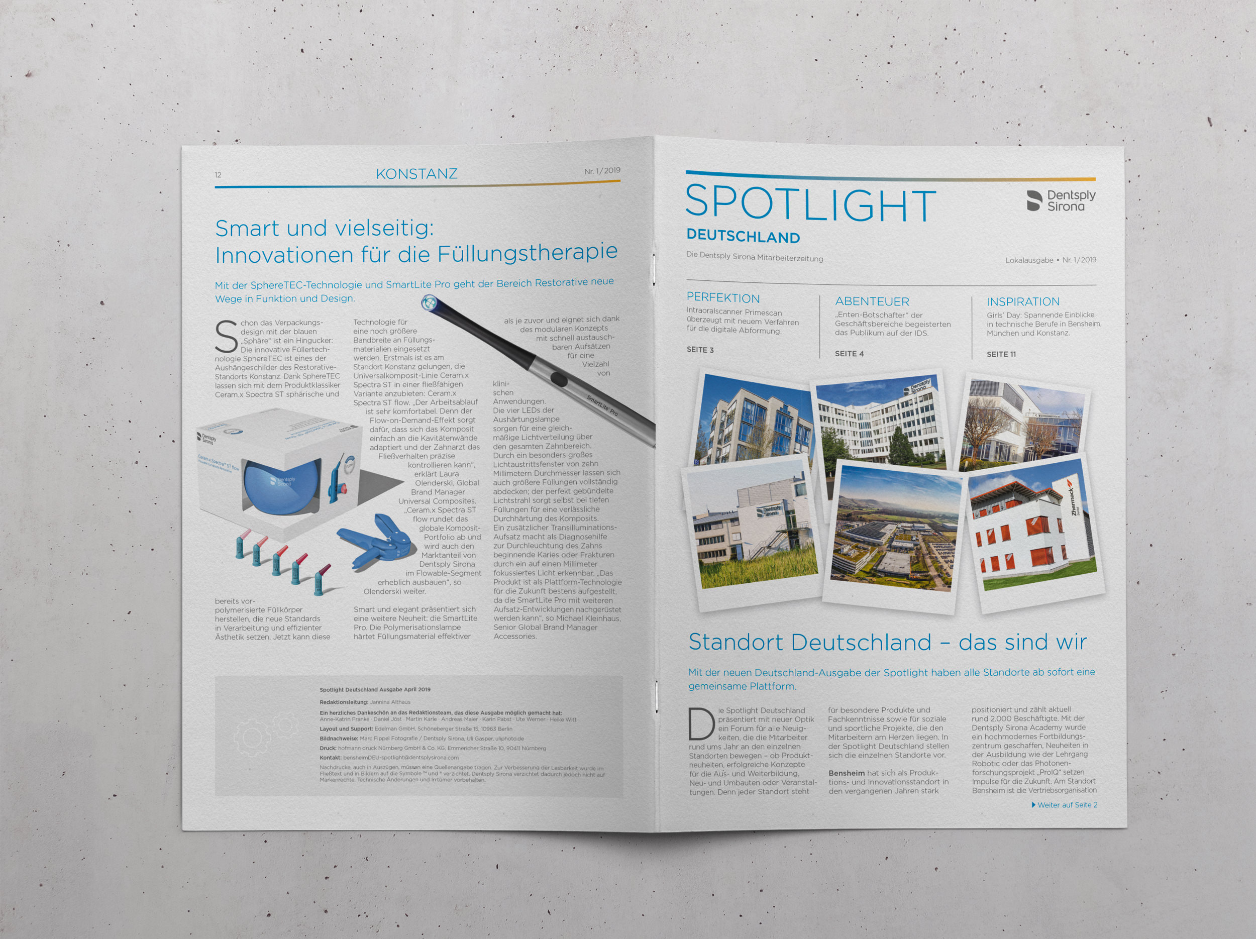 Dentsply Sirona – Magazin Spotlight, Deutschland-Ausgabe | Editorial Design, Corporate Publishing