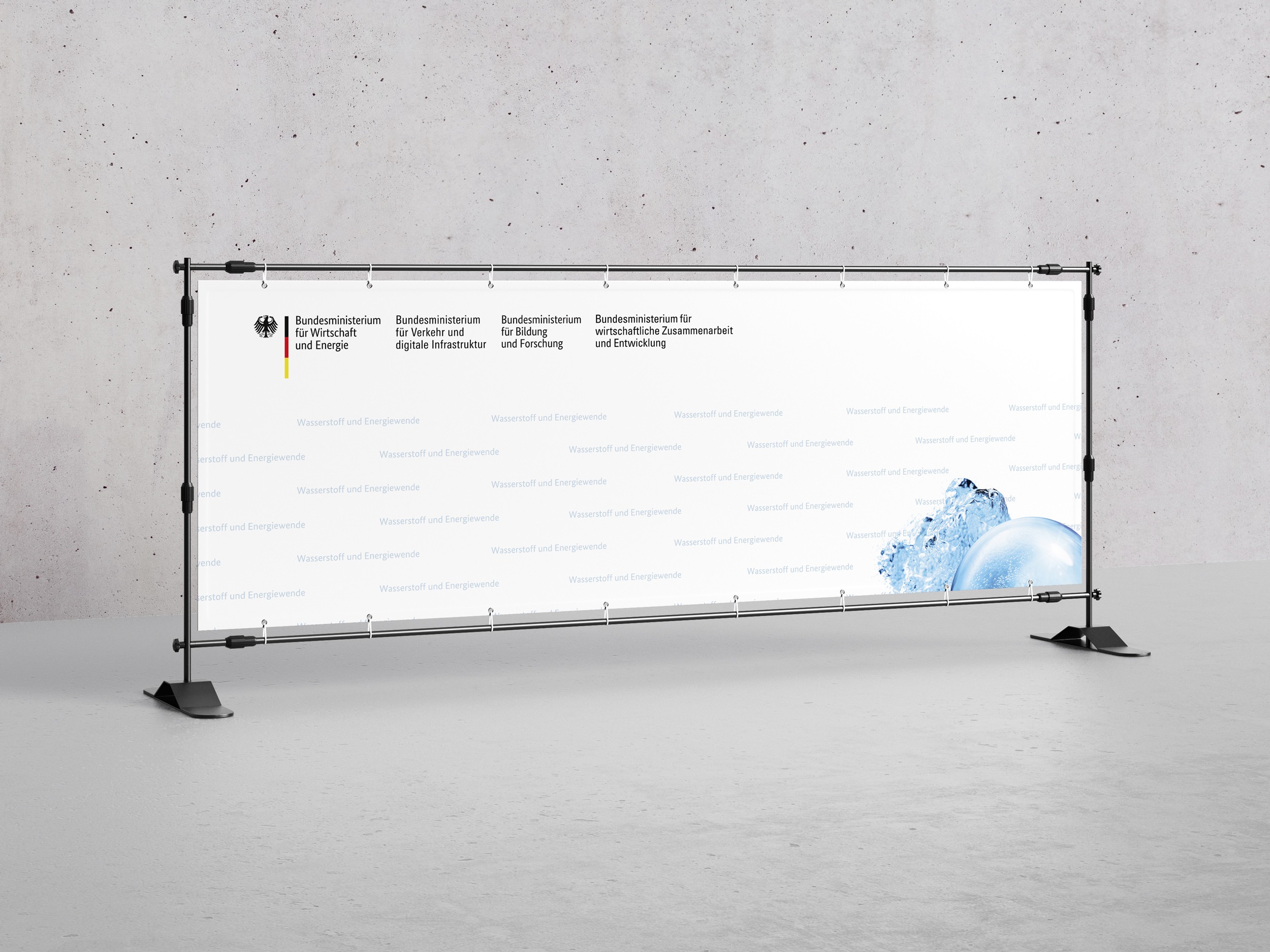 dena – Bühnenrückwand auf der Konferenz "Wasserstoff und Energiewende"